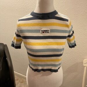 Tommy Hilfiger Striped Crop Top - Blue, Yellow, White